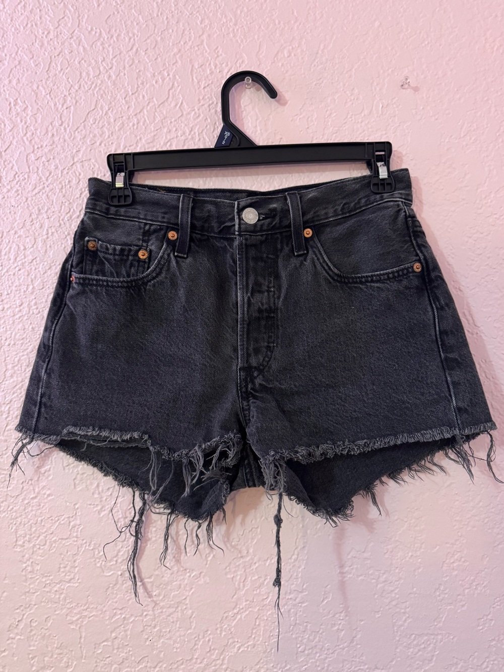 Levi's 501 black denim shorts